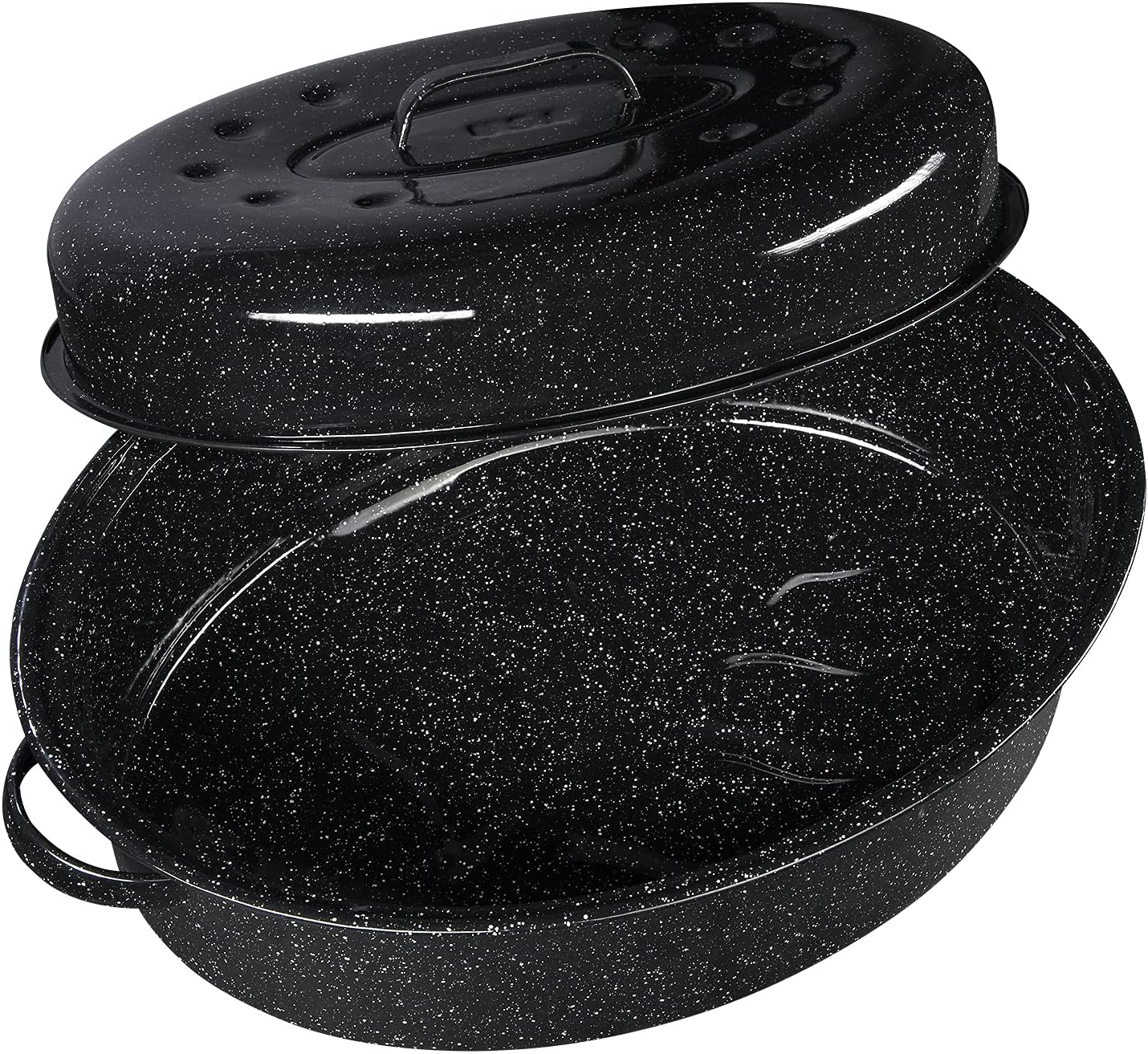 Granite Ware 13" Oval Roaster with Lid – Enameled Steel, Oven Safe to 932°F – Ideal for Roasting, Baking & Sourdough Bread – Self-Basting Cover, Dishwasher Safe, 7 lb Capacity | Oval Roaster Capacity, Roasts Up To 7 Lb Poultry Or Meat, Covered Cooking fo…