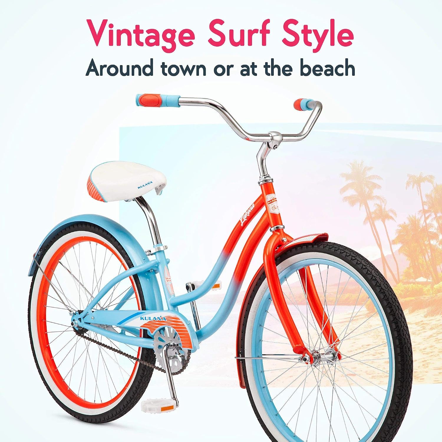 Kulana Lakona Shore, Tide or Wave Cruiser Bike, 20, 24 or 26 Inch Bike for Adults and Youth, 7 or Single Speed Beach Cruiser Bicycle