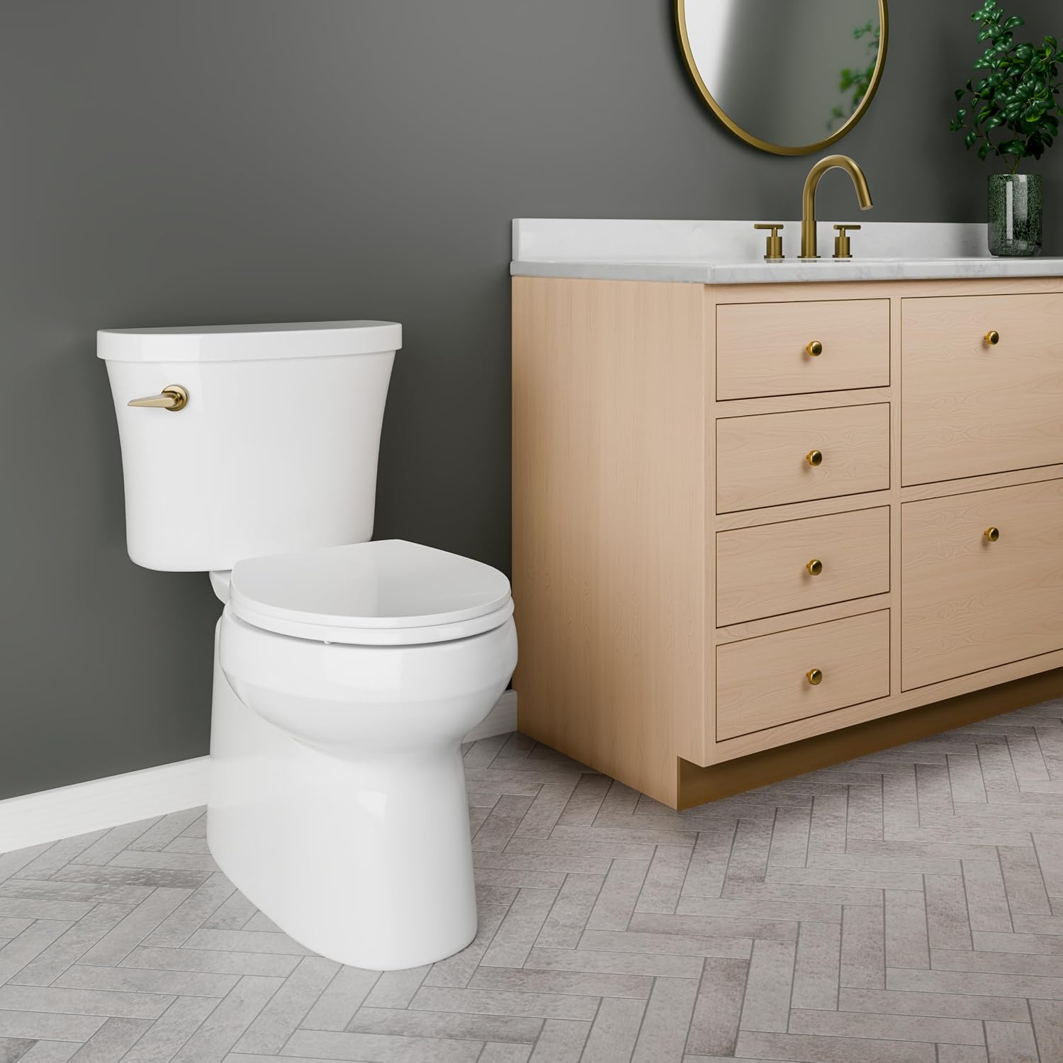 Mayfair Caswell Modern Slow Close Toilet Seat, Durable Plastic, Elongated, White