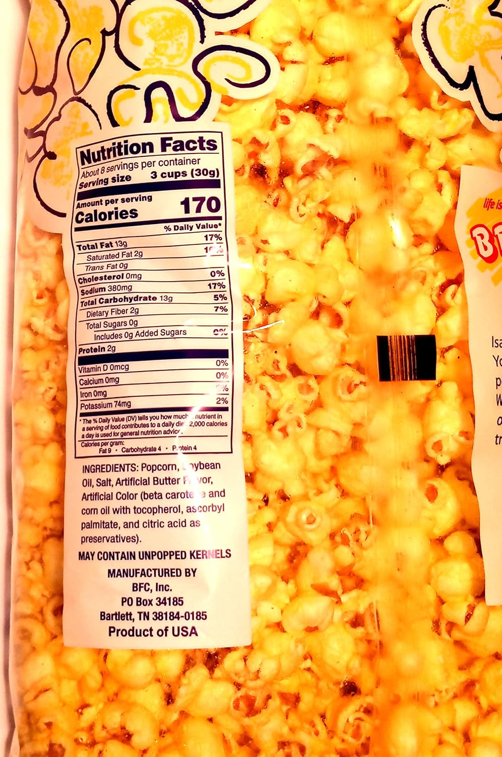 Brim's Movie Theater Butter Flavored Premium Popcorn (large 8 oz Bag)