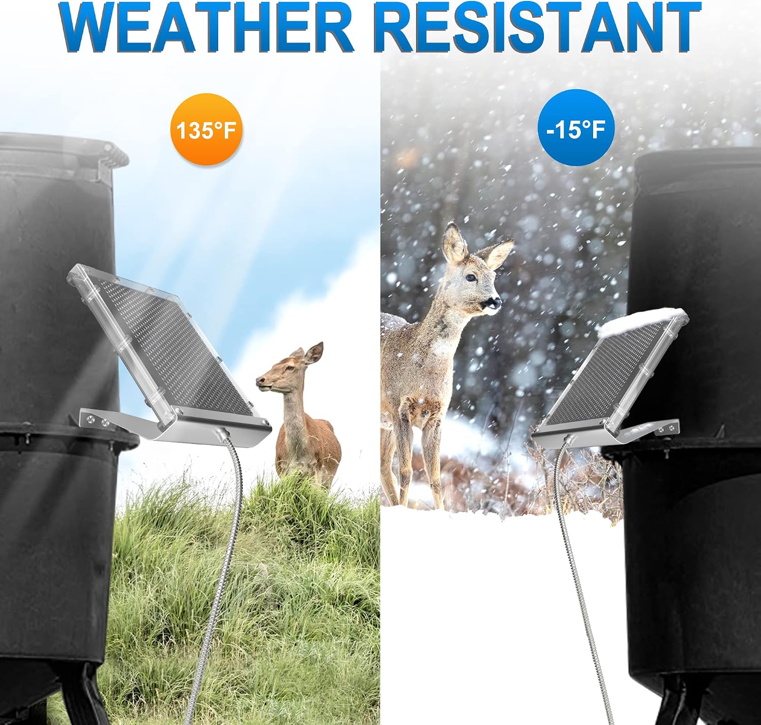 POWOXI 12V 1.7W Deer Feeder Solar Panel Waterproof with Bracket & Clip