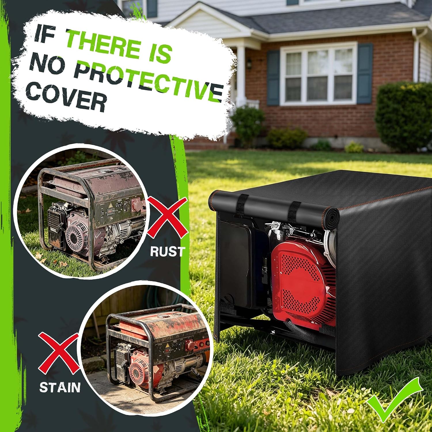 Generator Cover Portable Waterproof,Generator Rain Cover for Outside,Universal Generator Cover for Most Portable Generators 5000-10000 Watt(32"L x 24"W x 24"H)