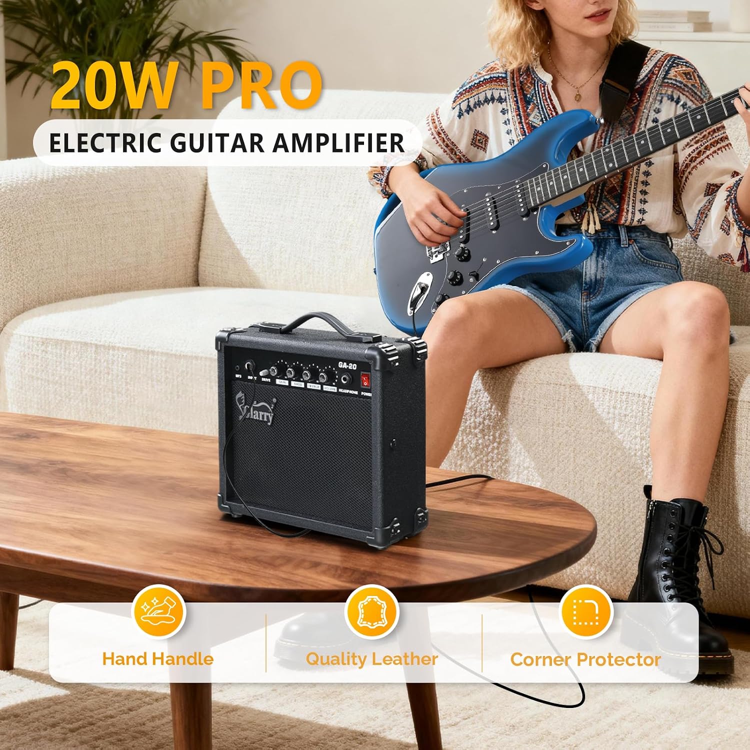 GLARRY Full Size Electric Guitar for Music Lover Beginner with 20W Amp and Accessories Pack Guitar Bag (DARK BLUE, 39" Right Handed)