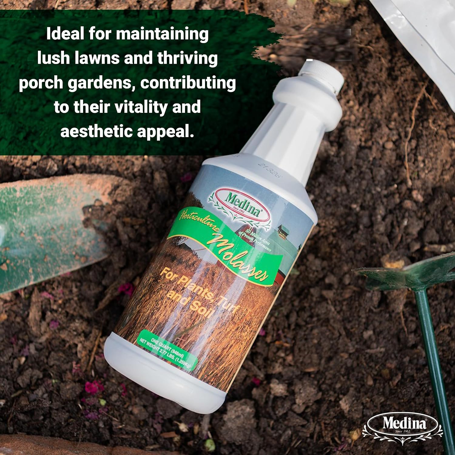 Medina Horticultural Molasses, 1 Qt - Nutrient-Rich Soil & Plant Feed | Feeds beneficial microbial life; supports organic gardening; versatile on lawns, gardens & trees