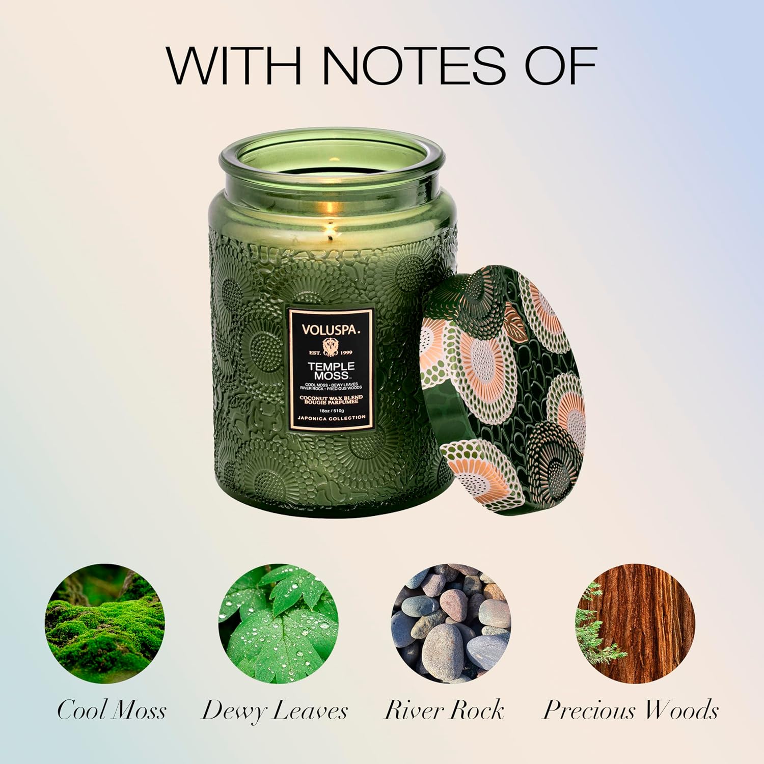 Voluspa French Cade Lavender Large Scented Candle Jar 18 Oz, 100 Hr Burn | Coconut Wax Blend in Decorative Glass, Clean Even Burn, USA Handcrafted Gift for Hosts, Fragrance Lovers & Relaxed Rooms