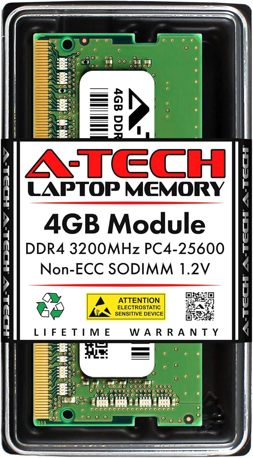 A-Tech 8GB DDR4 3200 MHz SODIMM PC4-25600 (PC4-3200AA) CL22 Non-ECC Laptop RAM Memory Module