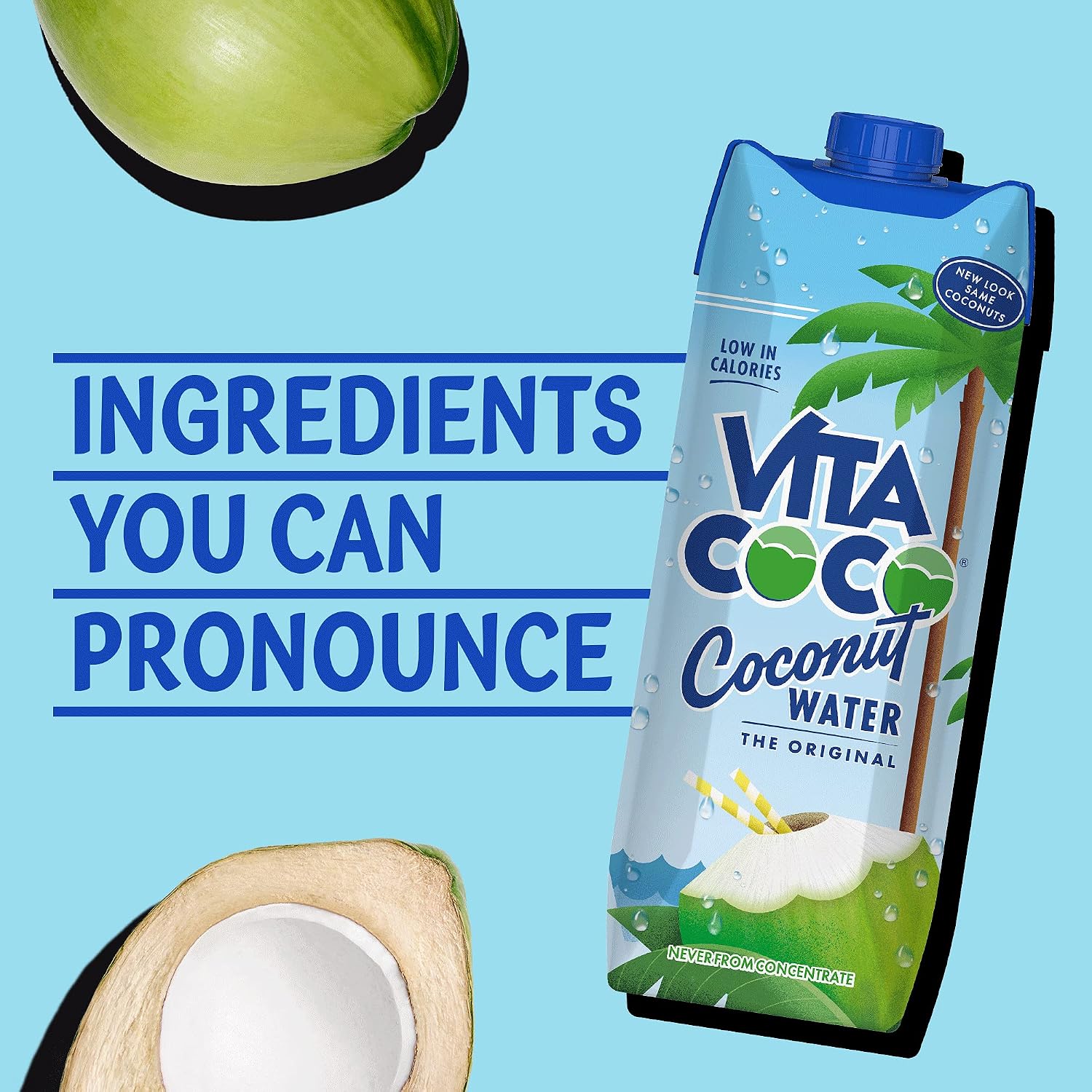 Vita Coco Coconut Water, Pure Original, Refreshing Coconut Taste, Natural Electrolytes, Vital Nutrients, 33.8 Oz (Pack of 6)