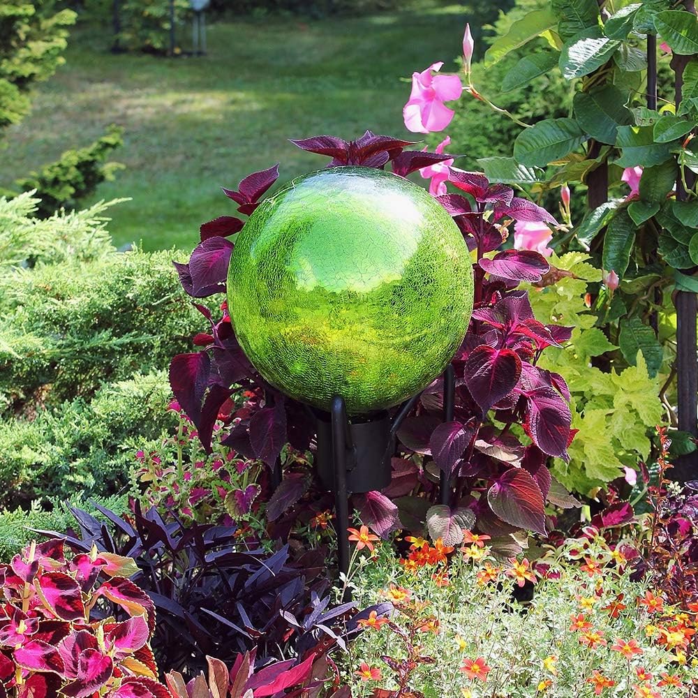 Achla Designs G10-FG-C Gazing, Fern Green 10 inch Glass Garden Globe Ball Sphere, 10