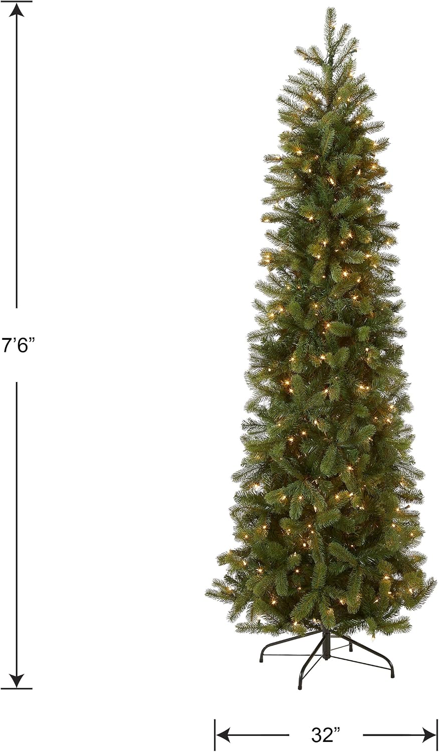 National Tree Company 7.5ft Pre-Lit Downswept Douglas Fir Christmas Tree | Slim, 350 Clear Lights, 796 Tips, Includes Stand, Green