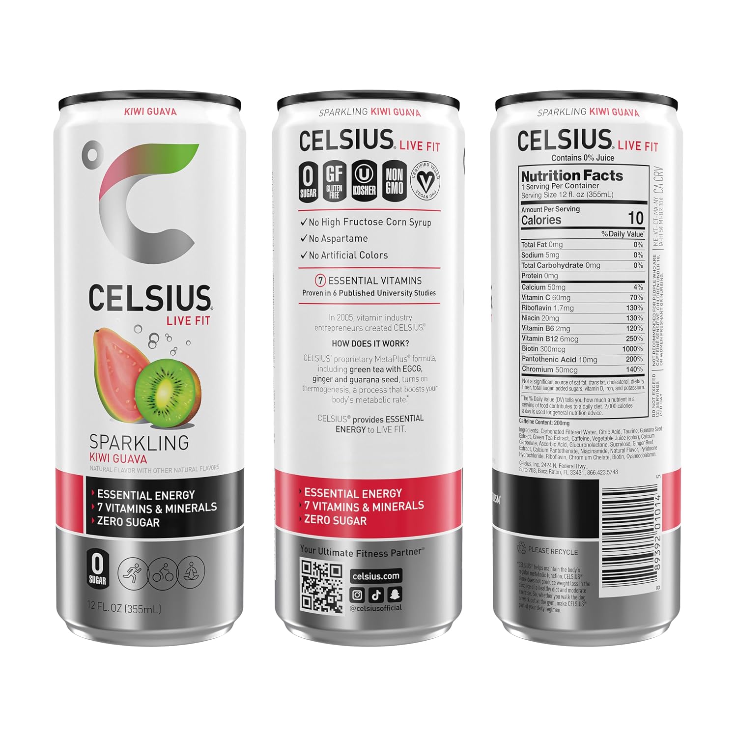 CELSIUS Sparkling Orange, Sugar Free Energy Drink, 12 Fl Oz (Pack of 4)