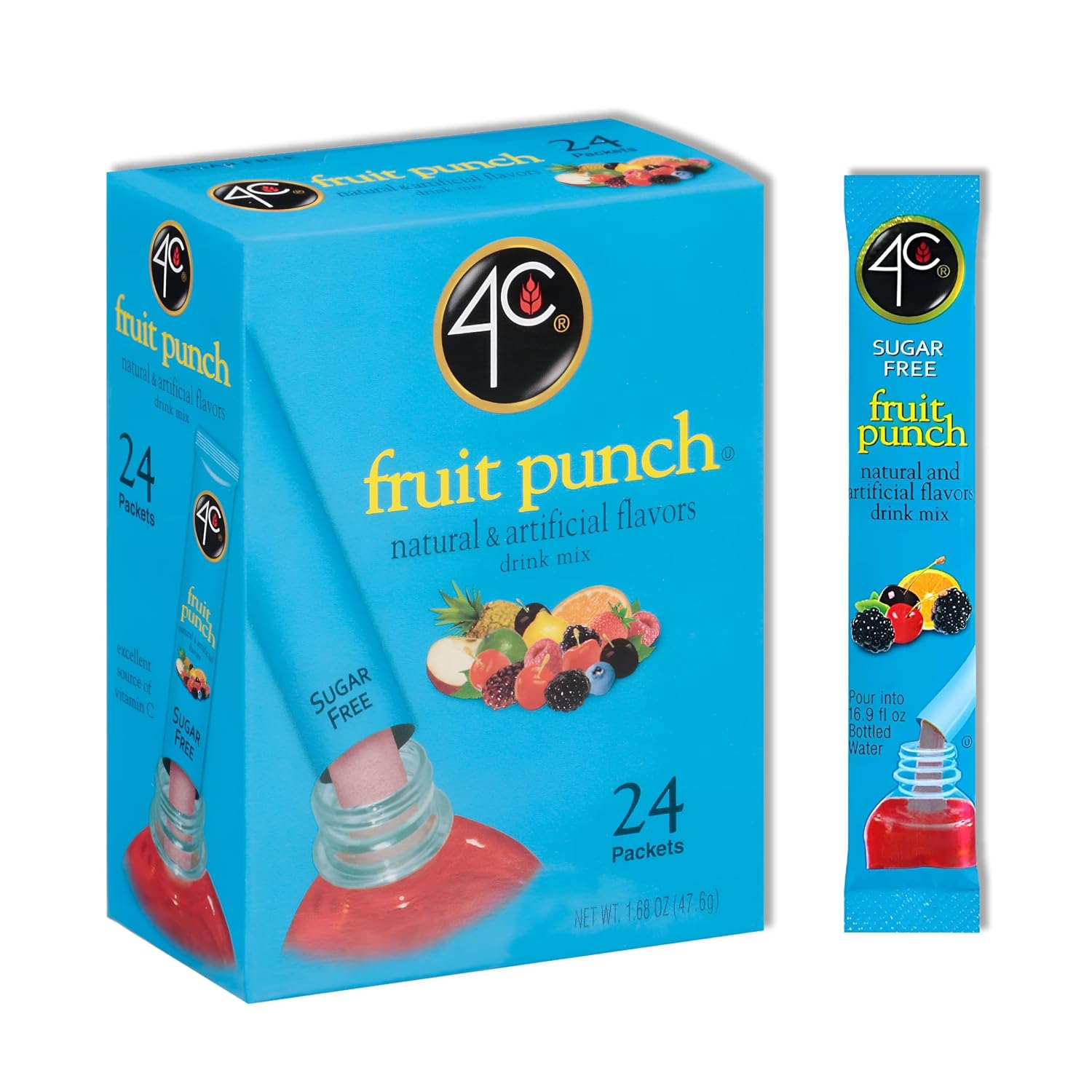 4C Powder Drink Mix Packets, Cranberry Pomegranate 1 Pack, 20 Count, Singles Stix On the Go, Refreshing Sugar Free Water Flavorings