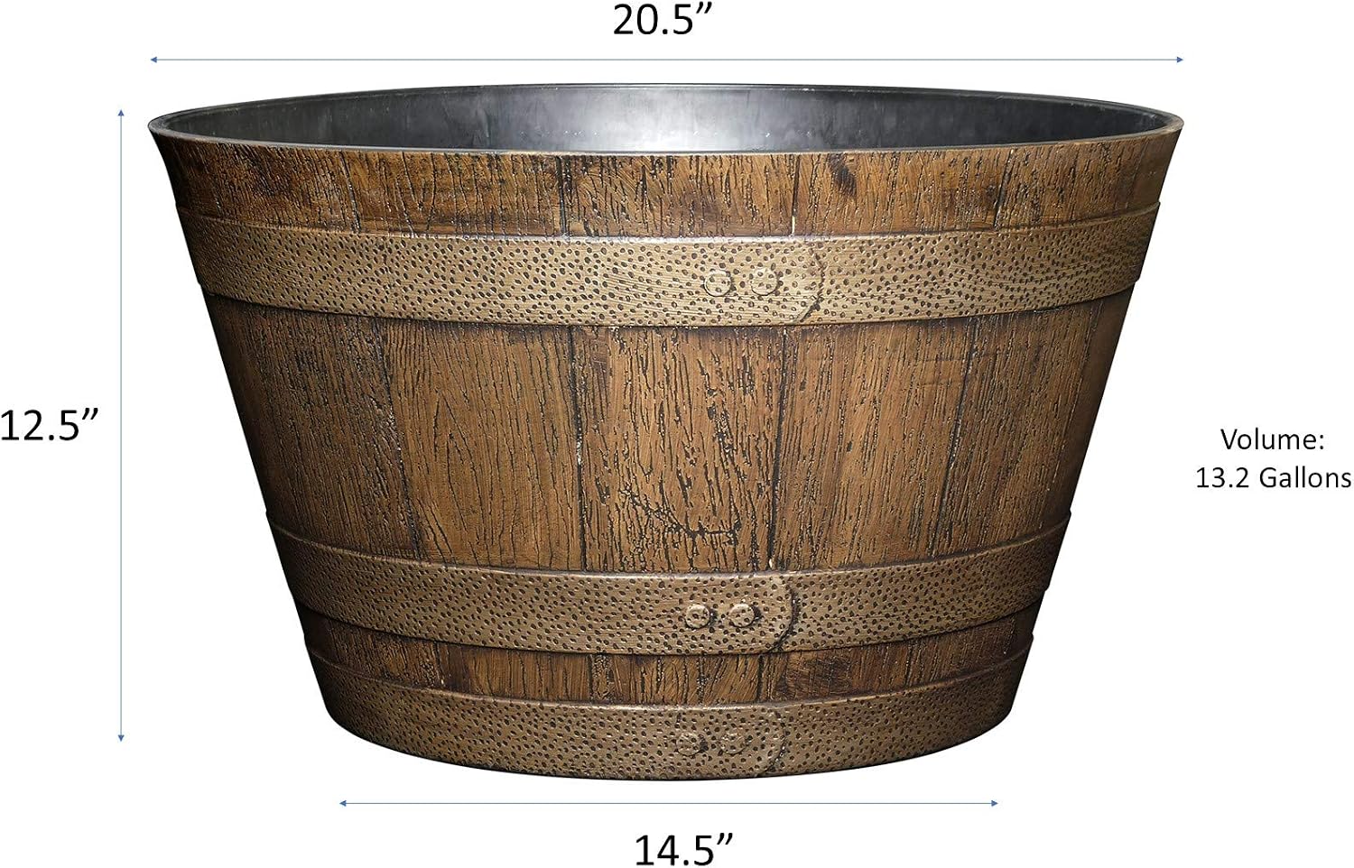 Whiskey Barrel Planter, 20.5", Distressed Oak