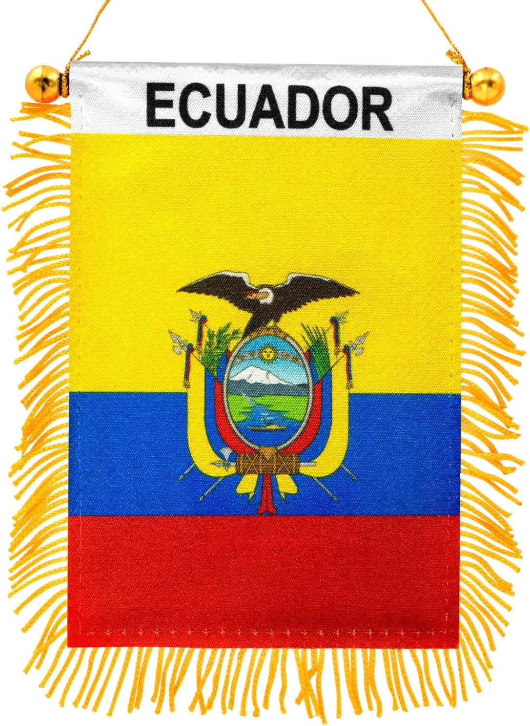 Anley 4 X 6 Inch Nicaragua Fringy Window Hanging Flag - Mini Banner & Car Rearview Mirror Décor - Fringed Nicaraguan Hanging Flag with Suction Cup