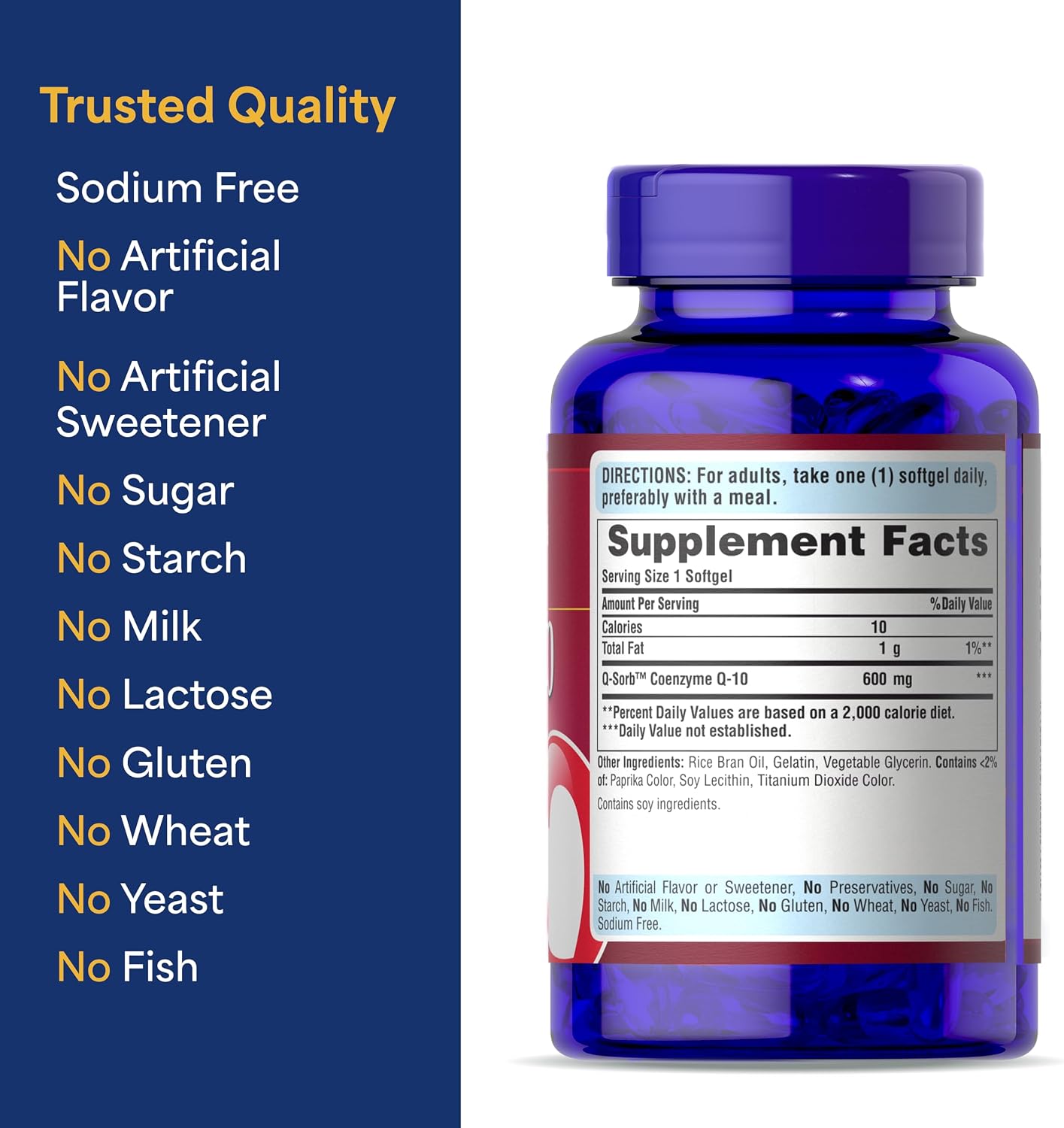 Puritan's Pride Coenzyme CoQ10 600mg, Rapid Release Softgels