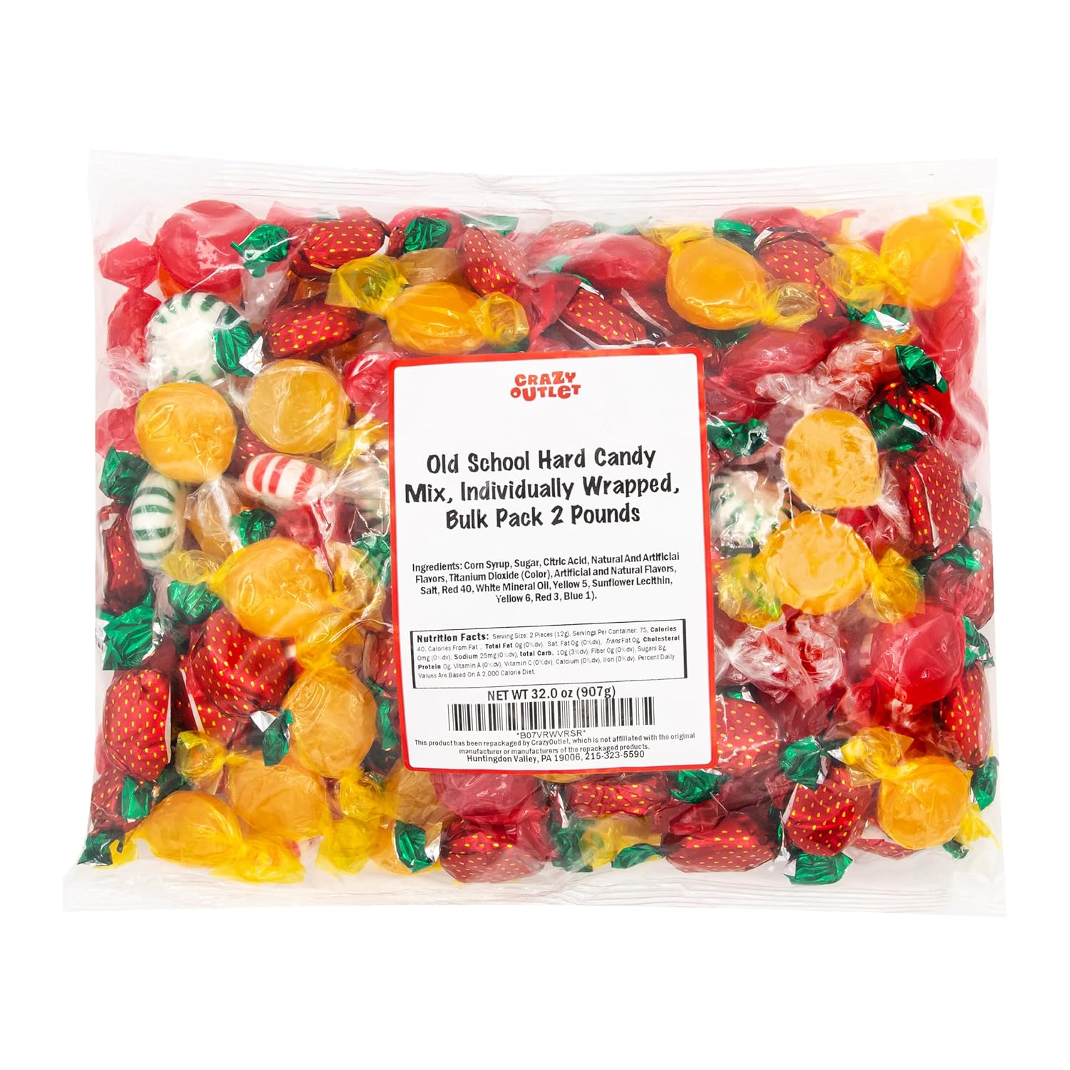 Hard Candy Assortment, Old Fashioned Candy Individually Wrapped - 2 Lb Pack