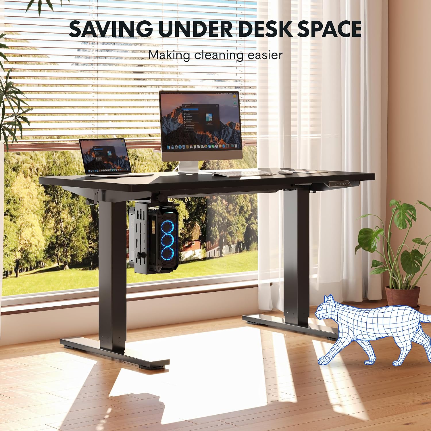 FLEXISPOT EN2 48"x24" Standing Desk with Power Strip Bundle, Black