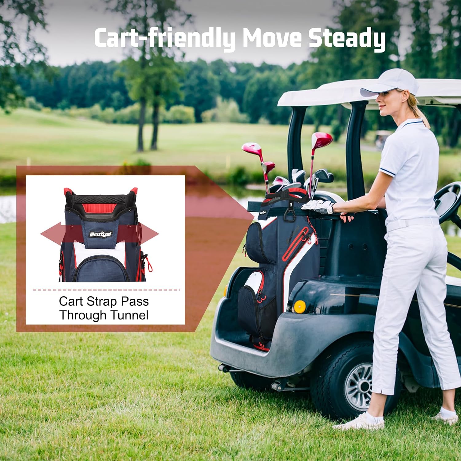 15-Way Golf Cart Bag, Lightweight Golf Club Bag for Men with Cooler | 15 Separate Compartments Easy Club Access Multiple Storage Pockets Cart Strap Channel Beverage Storage and Carry Handles