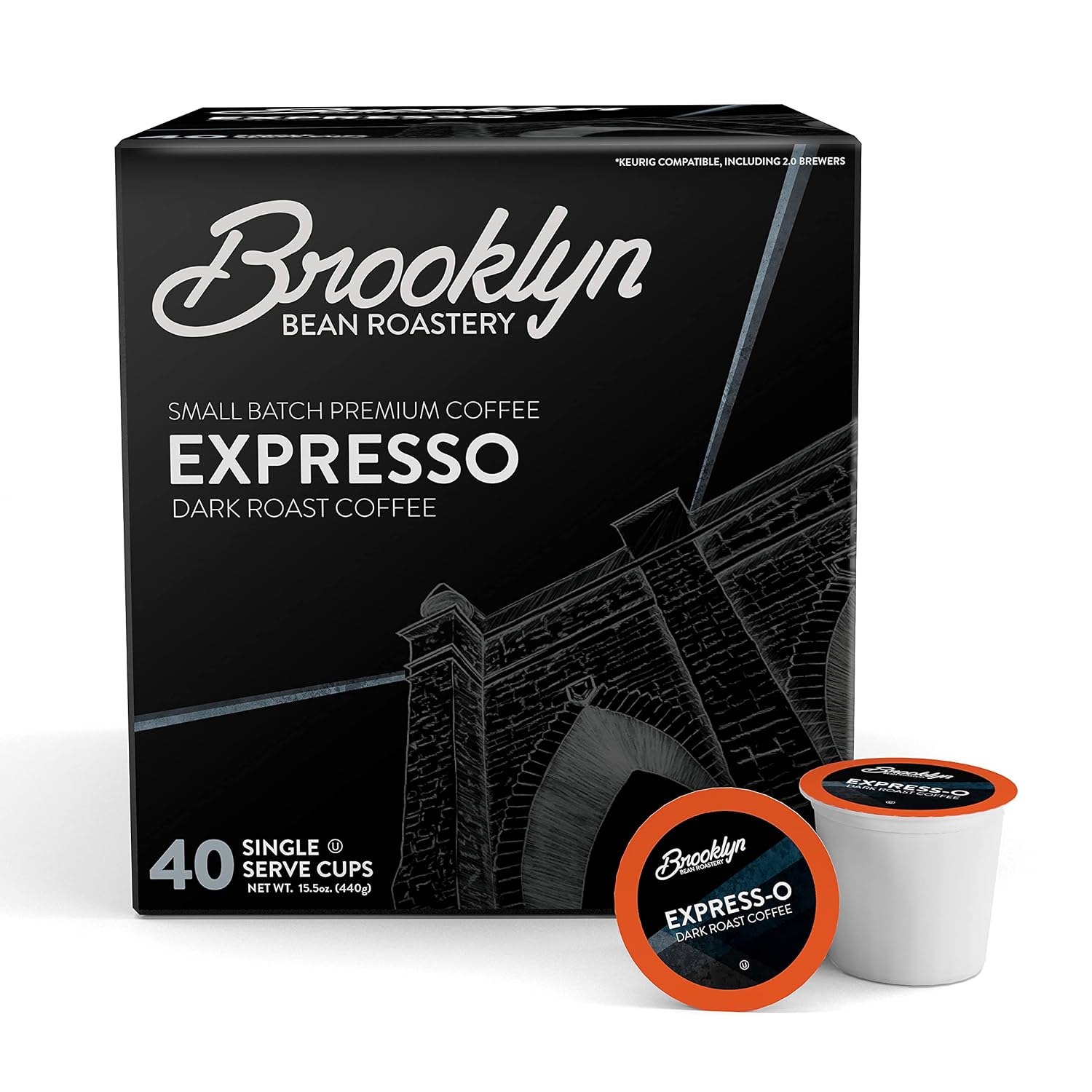 Brooklyn Beans Colombian Gourmet Coffee Pods - Compatible with Keurig K Cup Brewers Including 2.0 Machines, 40 Count, Rich and Smooth Colombian Medium Roast