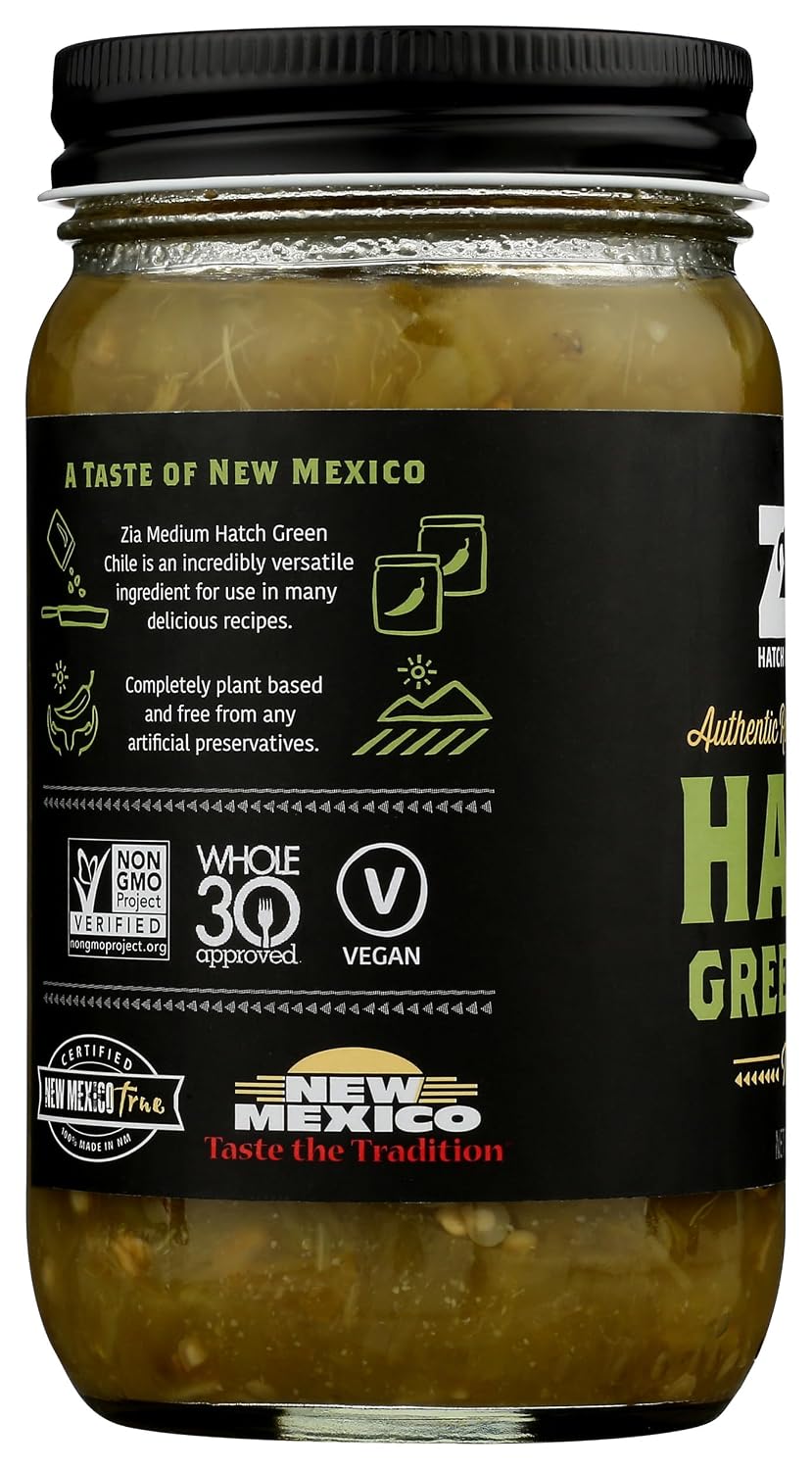Zia Green Chile Company, Hatch Roasted Medium, 16 Ounce