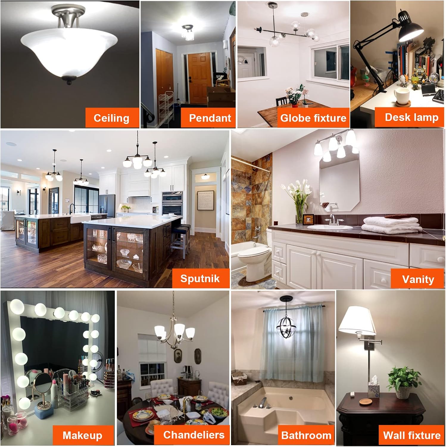 Litehistory e12 led bulb dimmable g16.5 Light Bulb 4W Equal 40 Watt 400lm AC120V e12 Candelabra Bulb 40 Watt for Chandeliers,Ceiling Fan,Vanity Warm White 2700K Globe candelabra Light Bulb 6Pack