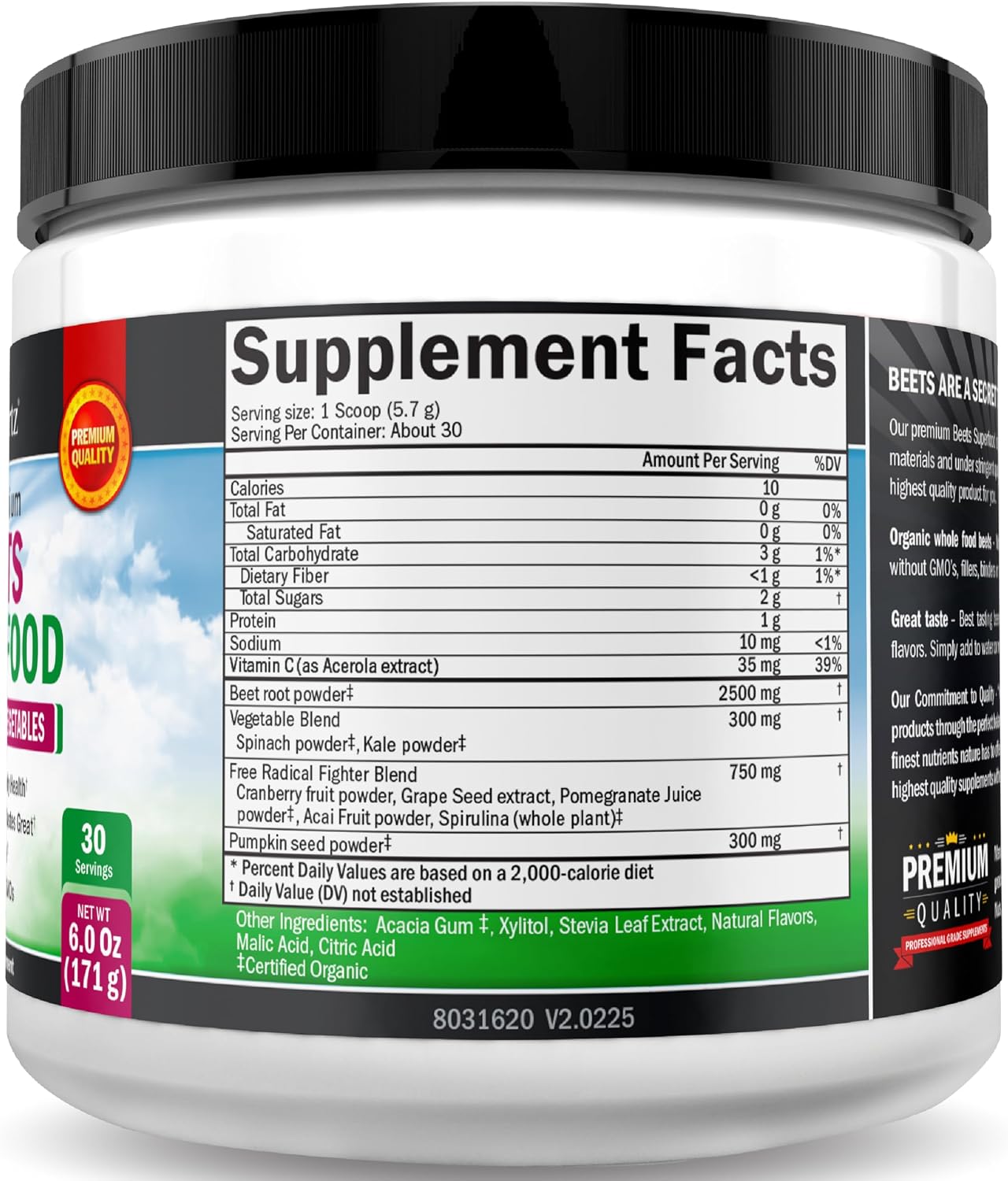Beet Root Powder - Beets Superfood Supplement with Vitamin C - 30 Servings
