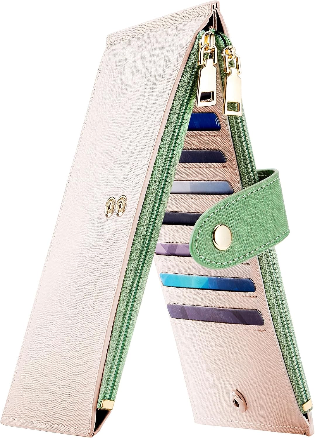 Travelambo RFID Wallet Women Large Size Bifold Multi Card Wallet Case with Zipper Pocke Credit Card Holder for Women