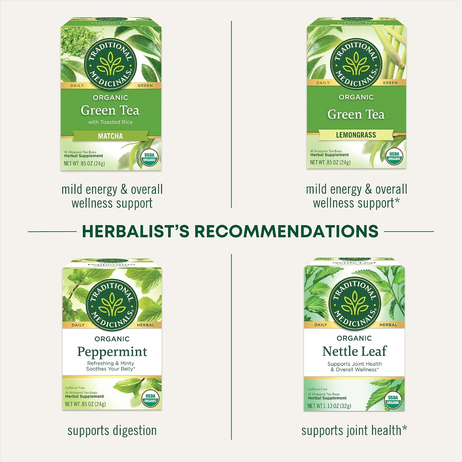 Traditional Medicinals Organic Green Tea Ginger, 16 Tea Bags | Promotes Healthy Digestion, Occasional Nausea & Indigestion Relief, Kosher, Non-GMO