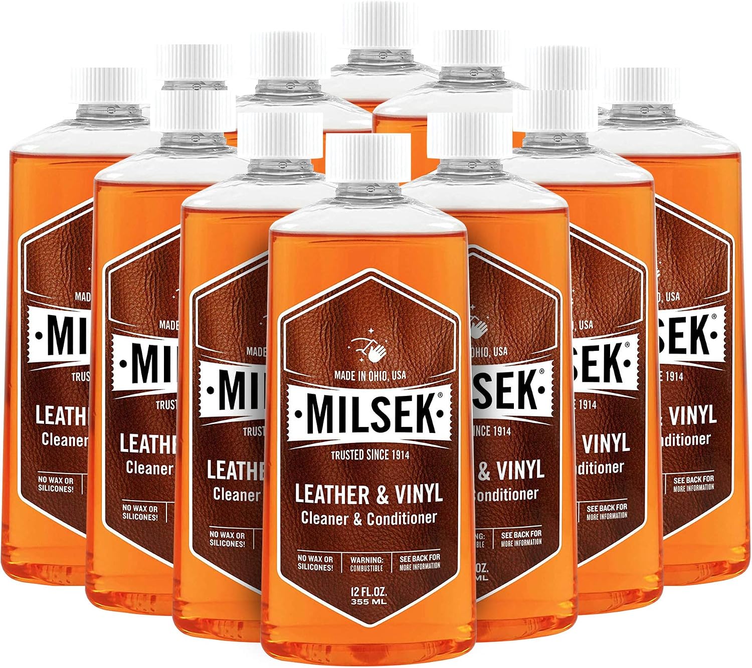 Milsek Leather & Vinyl Cleaner & Conditioner - Cleaning Supplies for Leather Home Furnitures, Couch, Automotive Interior, Shoes, Bags - 12 Fl Oz (Pack of 1) | Cleans, conditions, and helps protect leather and vinyl surfaces for long-lasting appearance an…