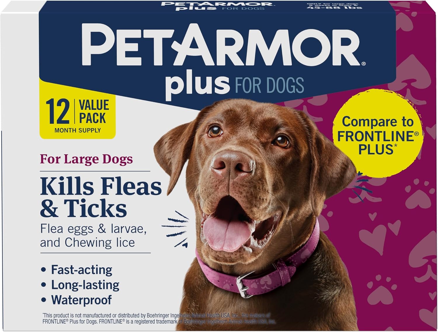 PetArmor Plus Flea and Tick Prevention for Dogs, Small Dog Flea and Tick Treatment, 3 Doses, Waterproof Topical, Fast Acting (5-22 lbs)