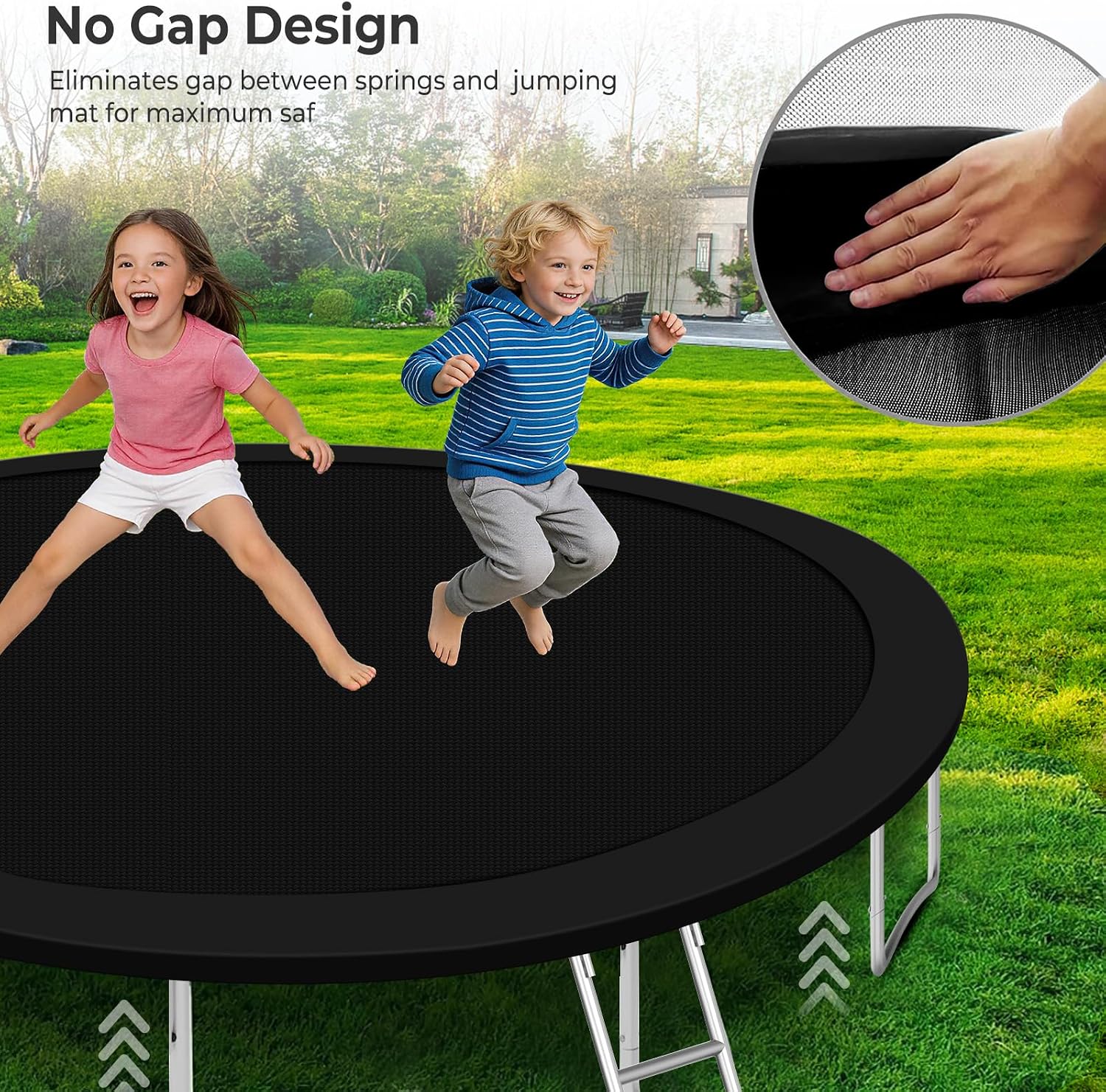 10 12 14 16FT Trampoline Outdoor, Light/Sprinkler/Basketball Hoop | Large Recreational Trampoline for Kids and Adults, Heavy Duty Yard Trampolines with Enclosure Net, ASTM Approval