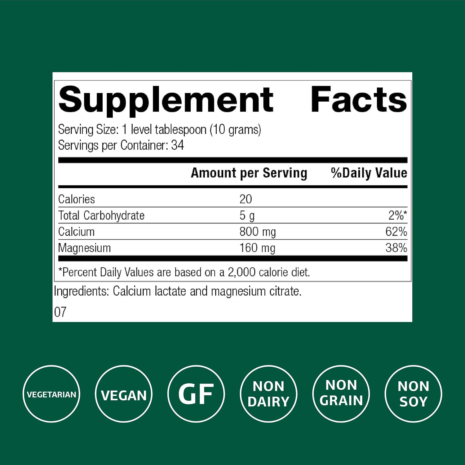 Standard Process - Calcium Lactate Powder - Bone Health & Immune Support - Calcium Magnesium Supplement for Bone Strength & Blood Health - Non-Dairy, Soy & Gluten-Free - 12 oz