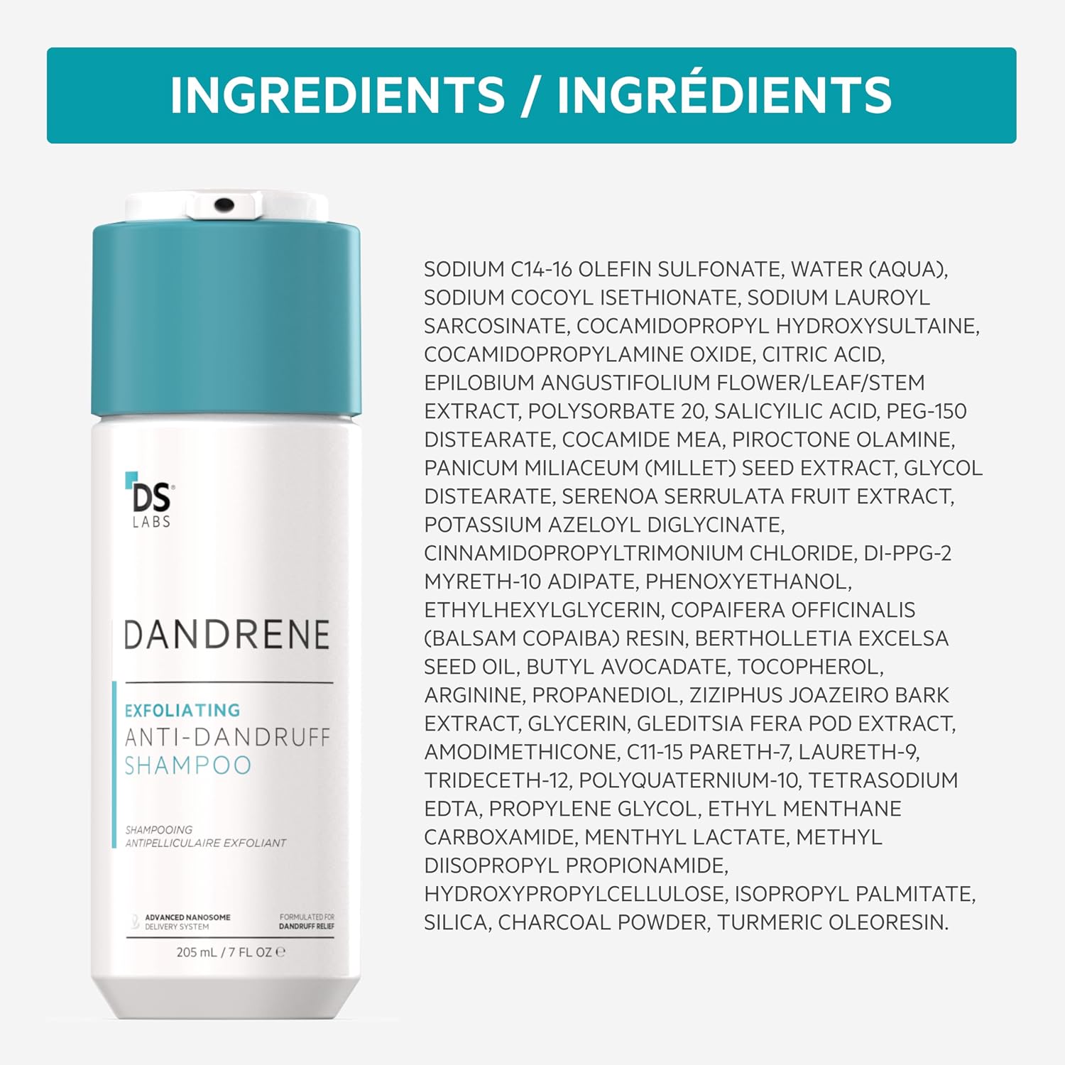 DS Labs Dandrene Anti-Dandruff Shampoo & Conditioner Kit, 205 mL | Complete scalp care system with Nanosome Technology & aloe vera to cleanse