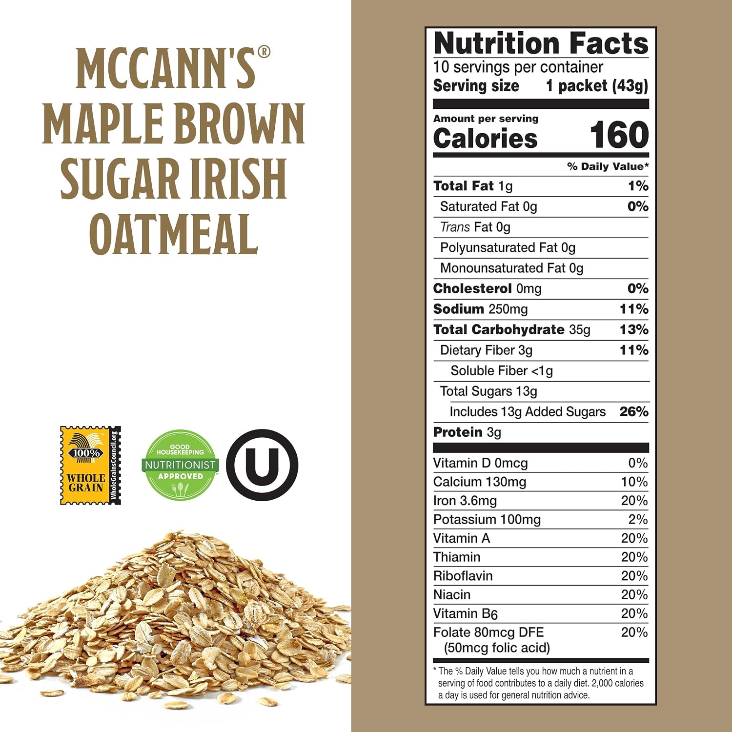 McCann's Irish Oatmeal Instant Oatmeal Cup, Maple Brown Sugar, 1.9 Ounce (Pack of 12)