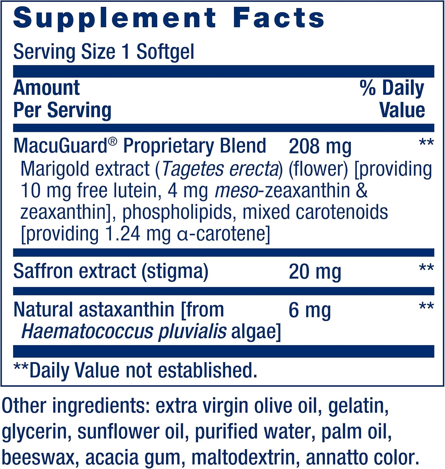 Life Extension MacuGuard Ocular Support with Saffron & Astaxanthin – Eye Health Supplement for Healthy Vision – with Lutein, zeaxanthin