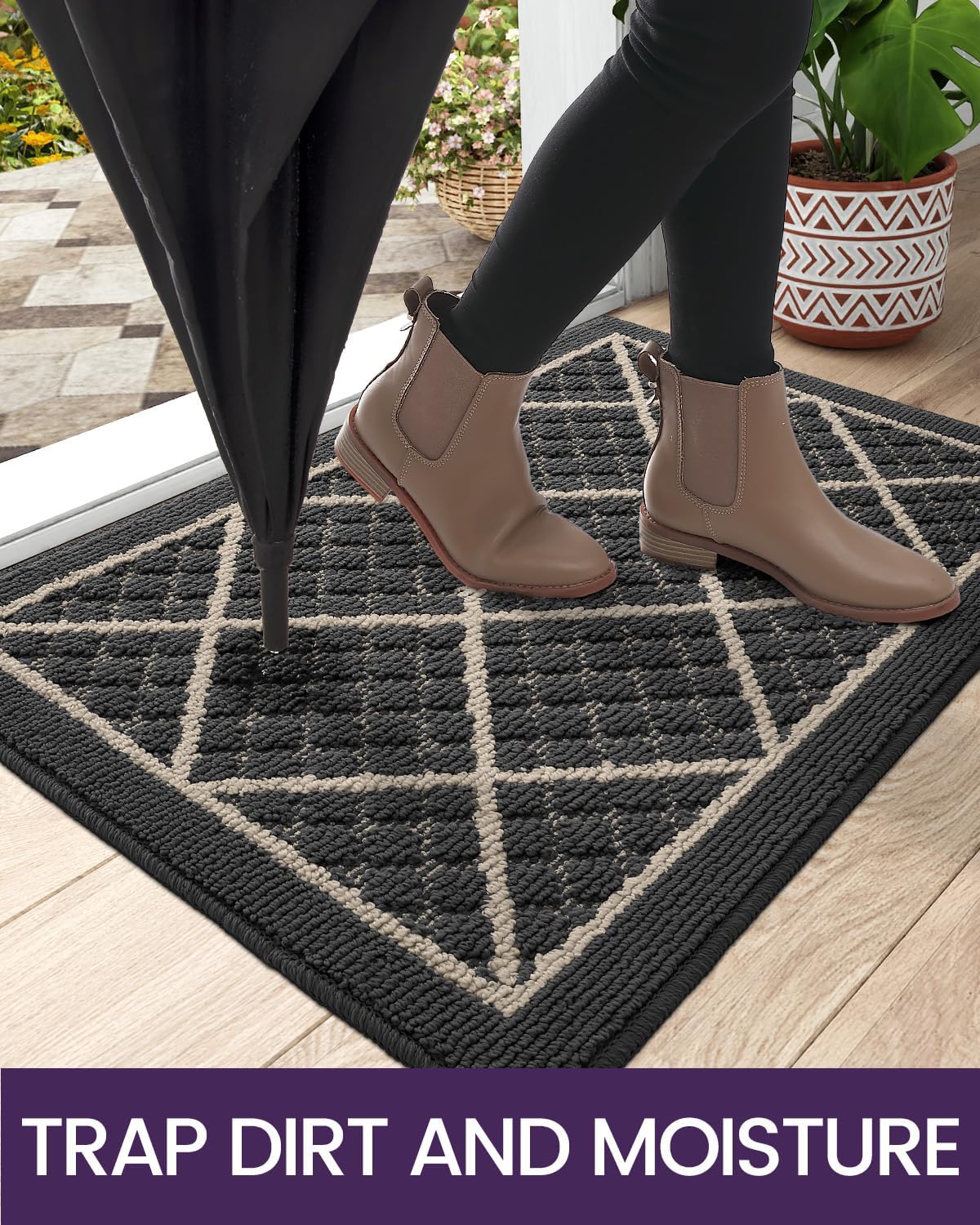 DEXI Front Door Mat Indoor Entryway 24x36 Inside Entrance Doormat Green