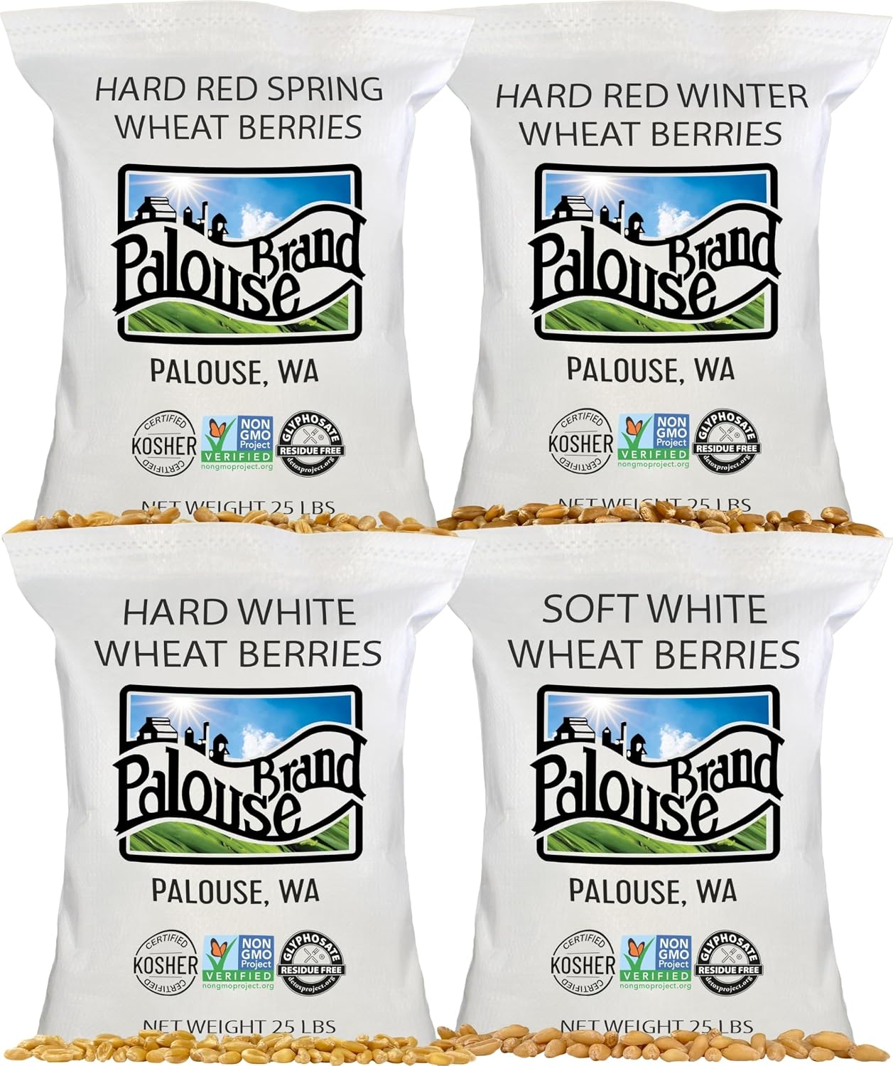 Palouse Brand Certified Glyphosate Residue Free Hard White Wheat Berries | 5 LBS | Non-GMO Project Verified | Kosher