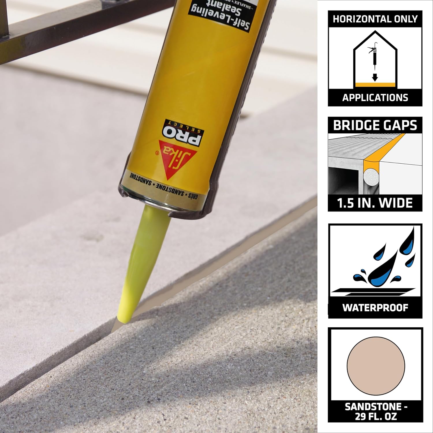 SIKA Sikaflex Self-Leveling Sealant, Gray Polyurethane, Fast Curing, for Concrete Expansion Joints, Waterproof, Paintable, Fills Cracks up to 1.5 in., 10.1 fl. oz Cartridge