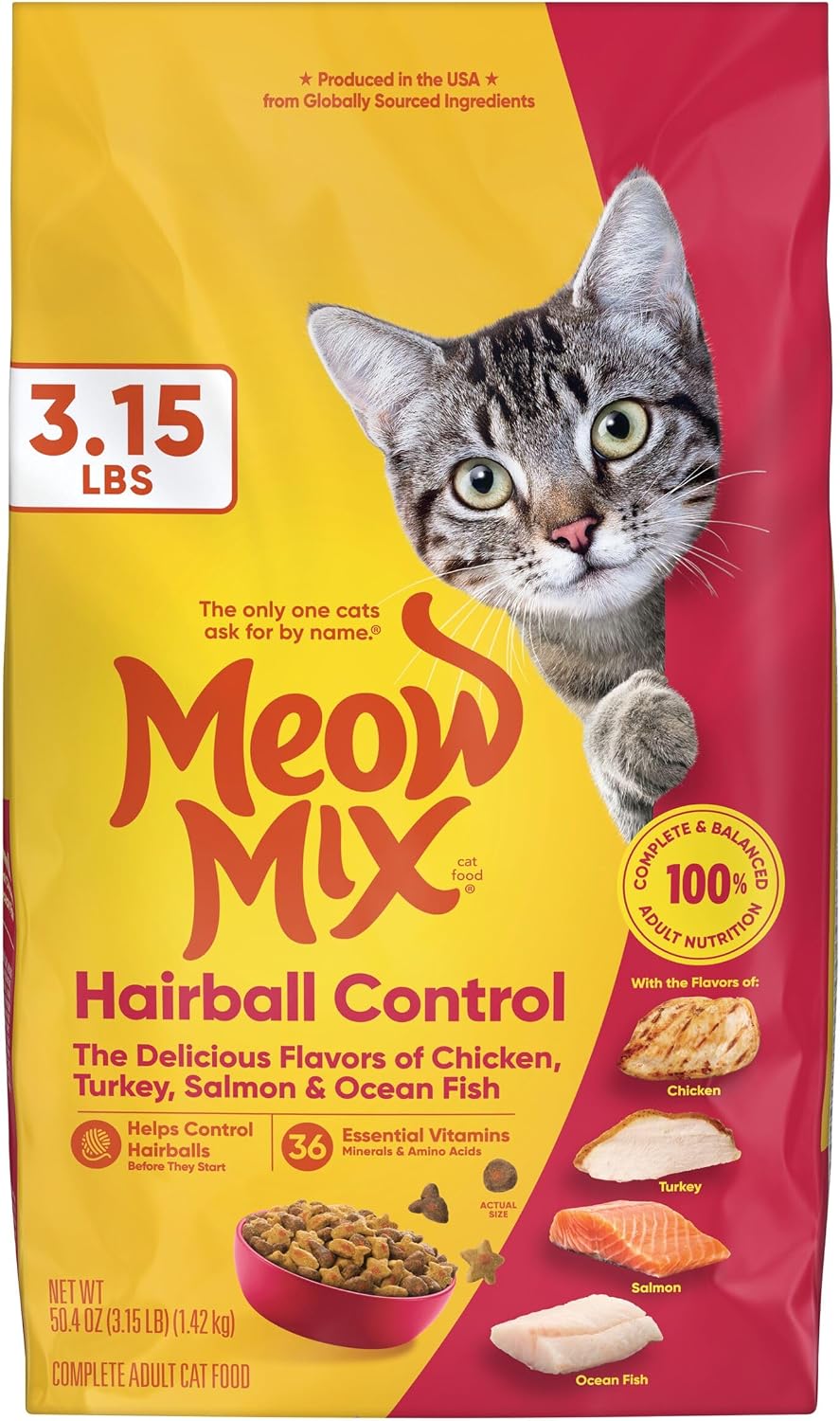 Meow Mix Hairball Control Dry Cat Food, 6.3 Pound Bag