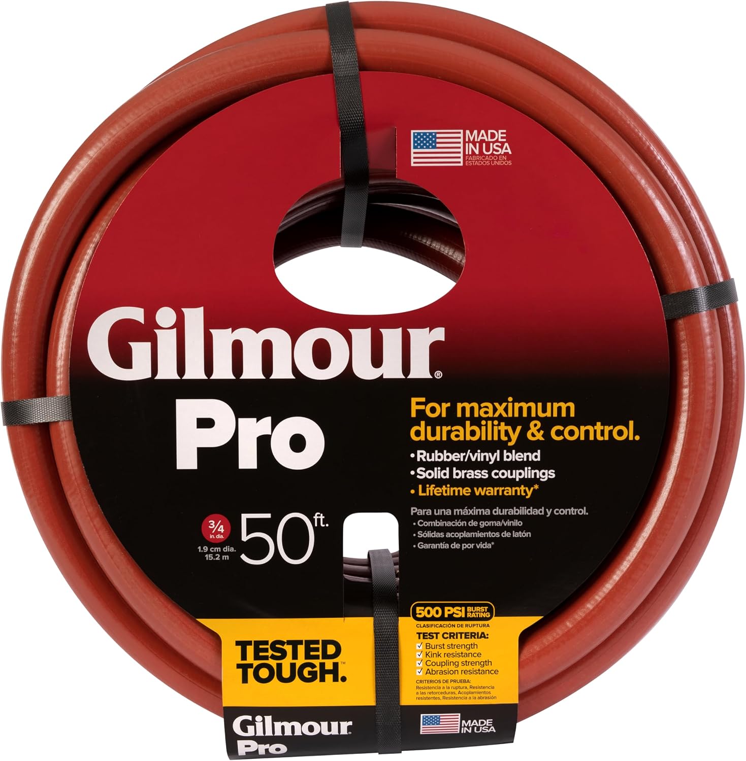 Gilmour Pro Commercial 3/4" x 50' Heavy Duty Water Hose, Durable and Kink Resistant 50 ft Garden Hose | 400 PSI burst strength