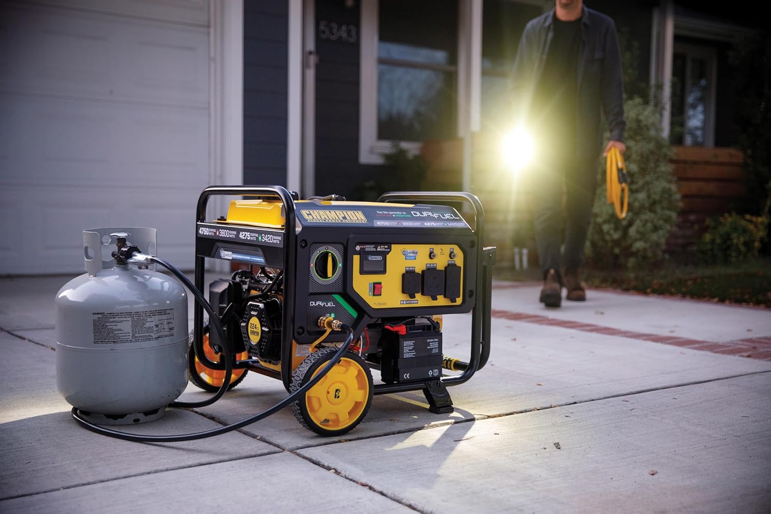 Champion Power Equipment 4750-Watt Electric Start Dual Fuel RV Ready Portable Generator with Free 3-Year Warranty, CARB Compliant
