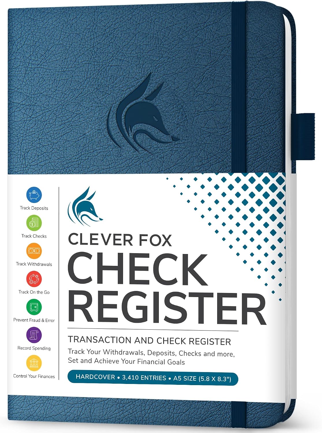 Clever Fox Check Register Book, Checkbook Ledger, 5.8x8.3 Purple
