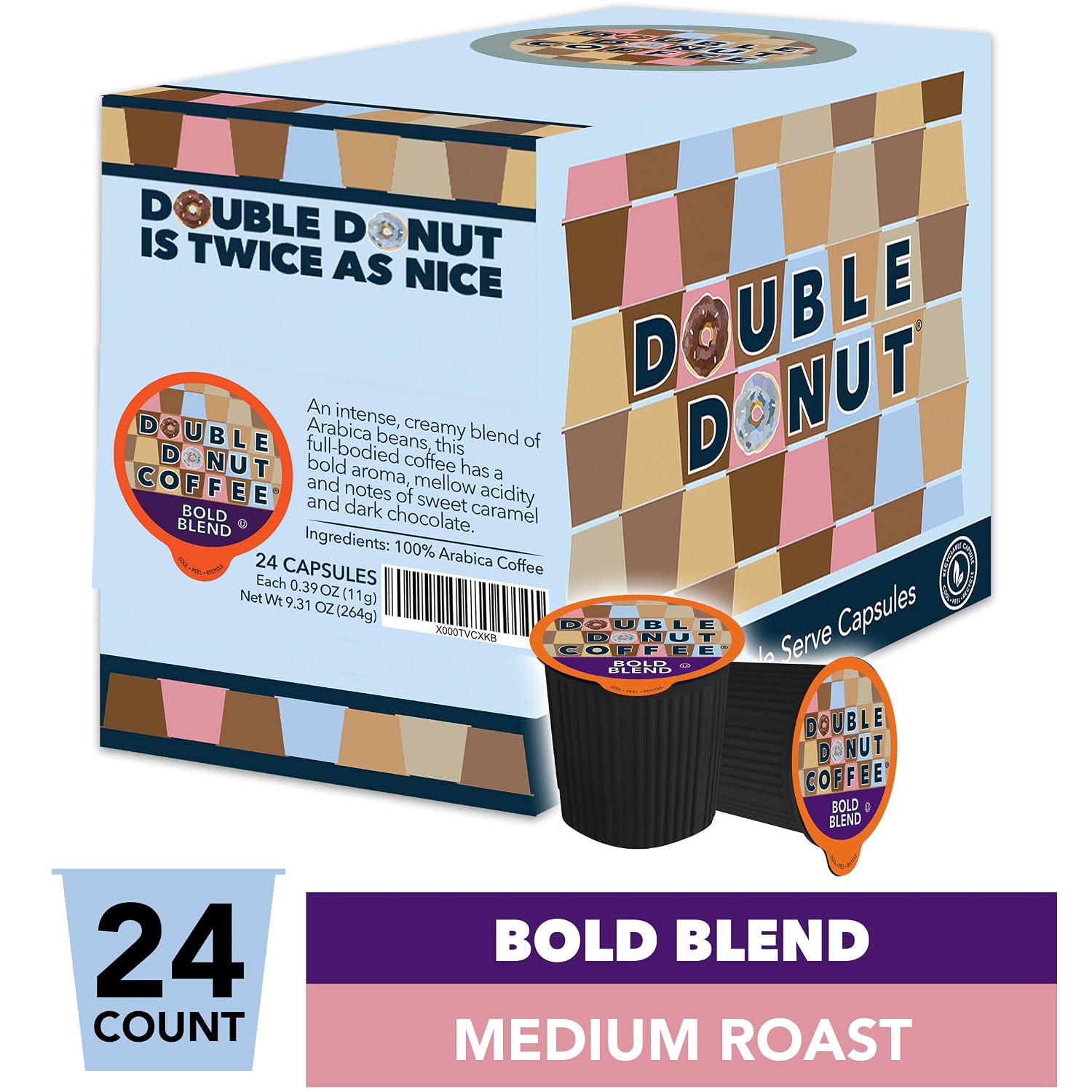 Double Donut Coffee Breakfast Blend Coffee Pods, Light Roast Coffee in Recyclable Single-Serve Pods for Keurig K Cups Brewer Machines, 80 Count Bulk Pack, original version