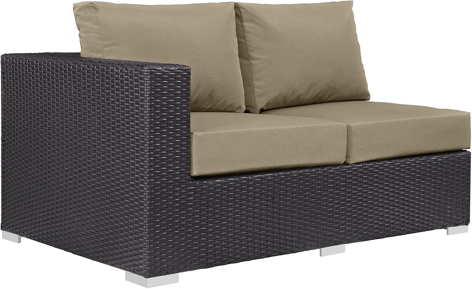 Modway Convene Wicker Rattan Outdoor Patio Loveseat in Espresso White