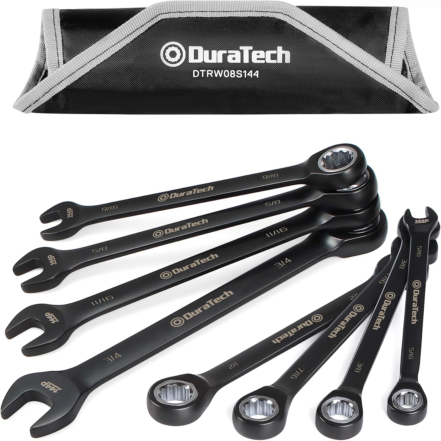DURATECH 144-P Ratcheting Combination Wrench Set, 2.5° Swing Arc, SAE