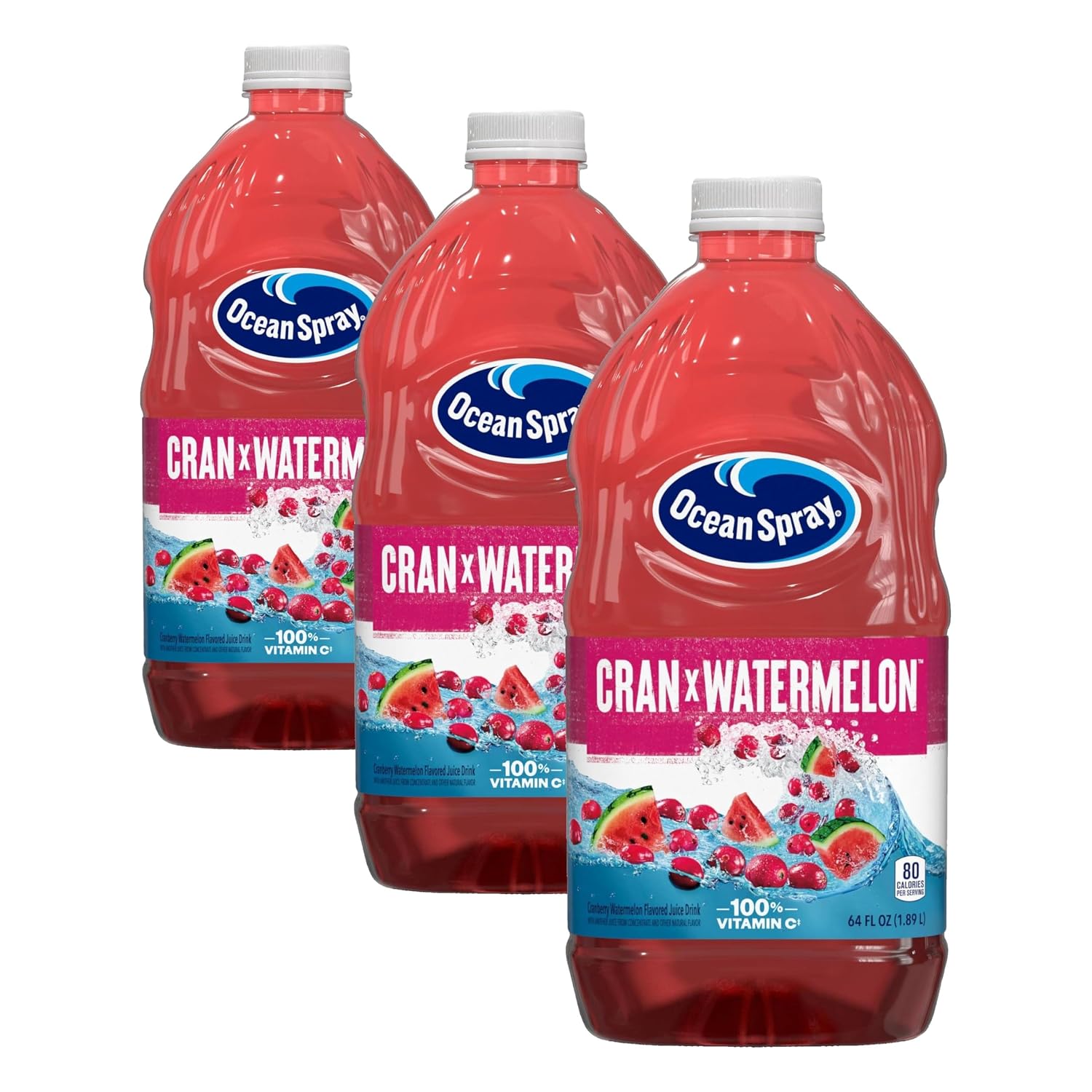 Ocean Spray® Cran-Apple™ Juice Drink, 64 Ounce Bottle, 8 Count | Ocean Spray® Cran-Apple™ Juice Drink, Made with Real Fruit Juice, 64 Fluid Ounce Bottle
