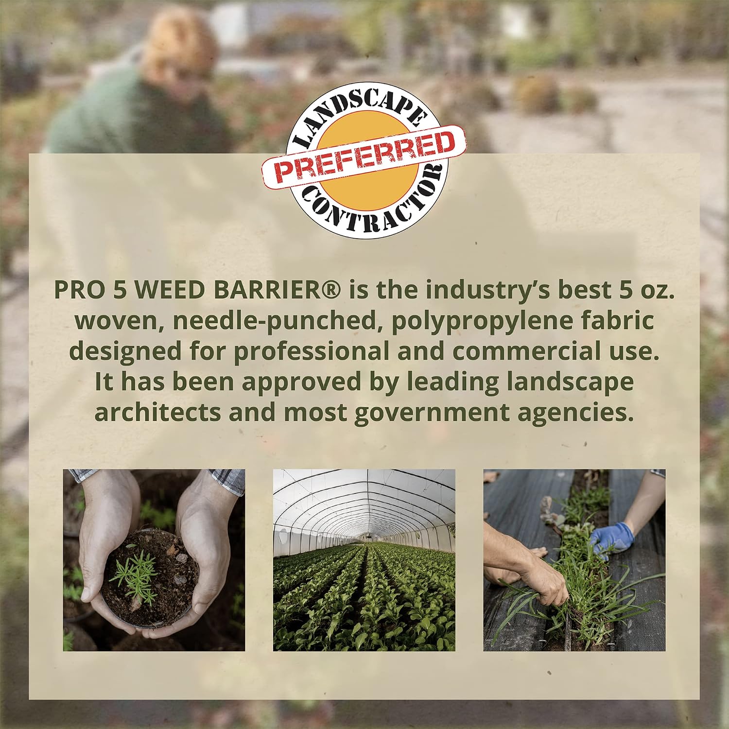 Dewitt Pro-5 Weed Barrier Fabric 5 oz, 6 x 250 Feet – Heavy-Duty | Woven Landscape Ground Cover Mat for Raised Garden Bed, Greenhouse Gardening, Outdoor Landscaping, and Commercial Planting