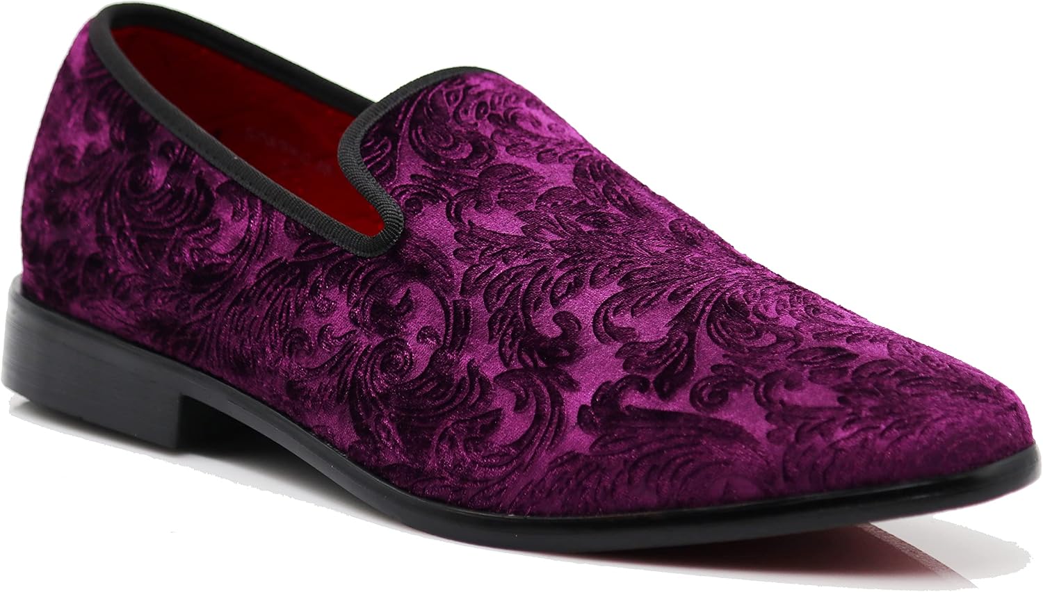 SPK35 Men's Vintage Velvet Flower Designer Dress Loafers Slip On Shoes Classic Tuxedo Dress Shoes