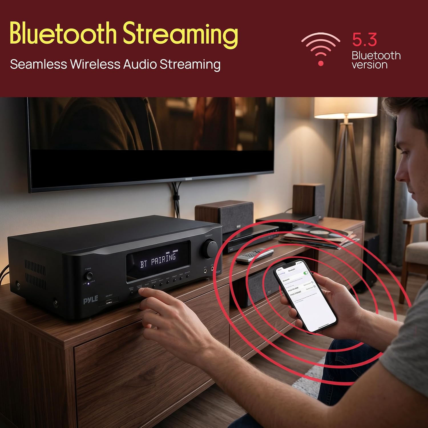 Pyle 9.1 Channel AV Receiver | Audio Amplifier with Subwoofer Output, HDMI 2.1, Bluetooth Streaming | Surround Sound System for TV