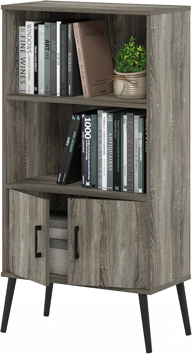 Furinno Jaya Book Shelf, 3-Tier Bookshelf, Bookcase with Adjustable Shelves, 9.5 x 24.5 x 40.3, for Organization and Storage, for Living Room, Bedroom, Home Office, White