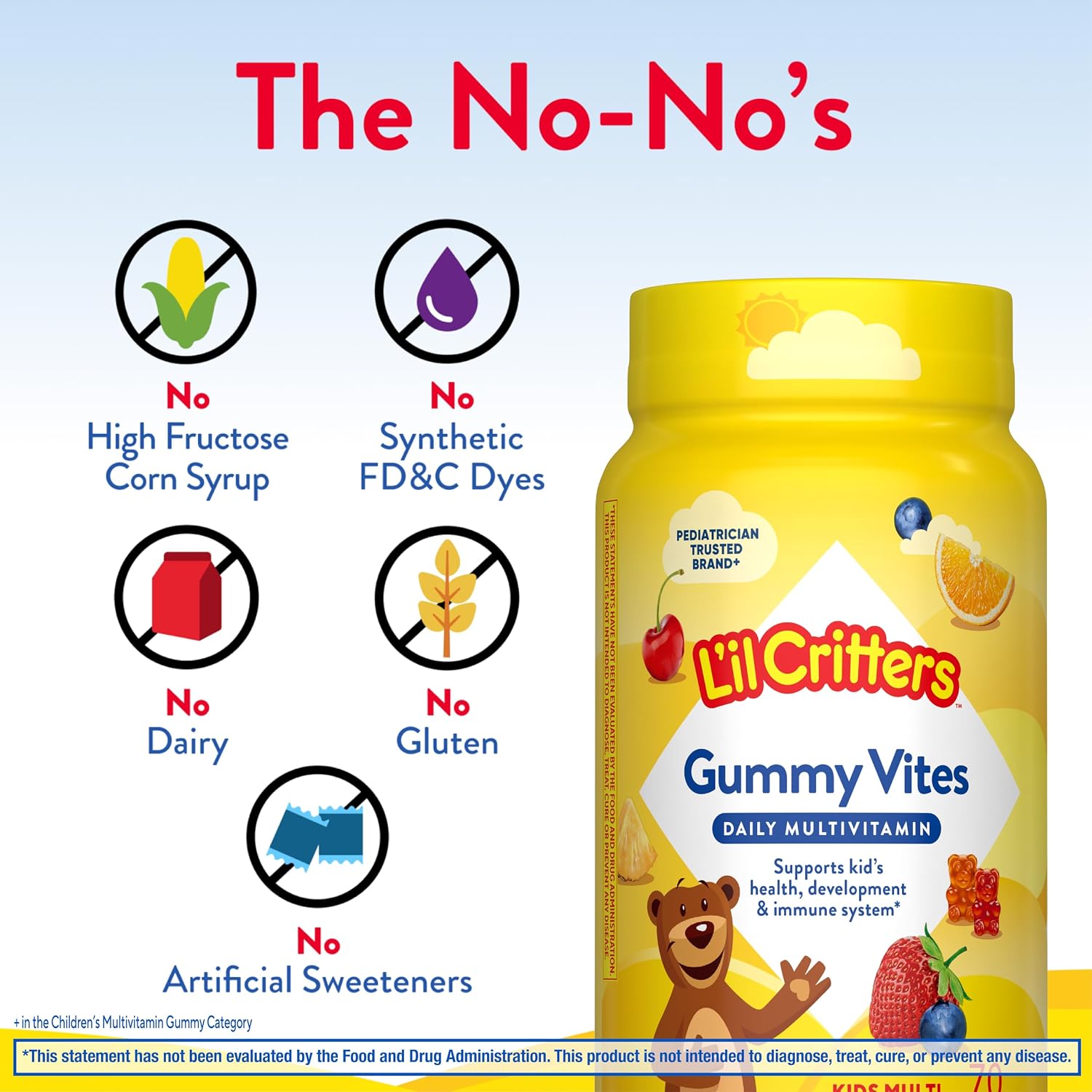 L'il Critters Kids Multivitamin Gummies | 70 Count | with Vitamins A, B, C, D
